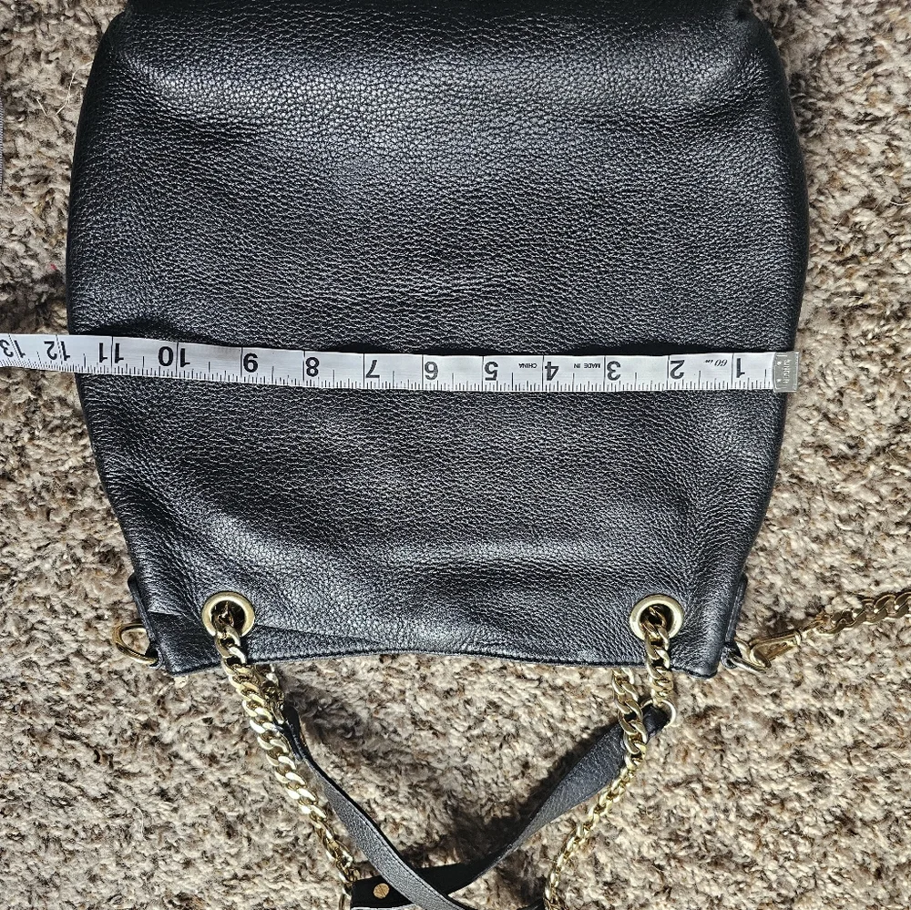Michael Kors Black Grain Leather Golden Charm Shoulder Bag‎